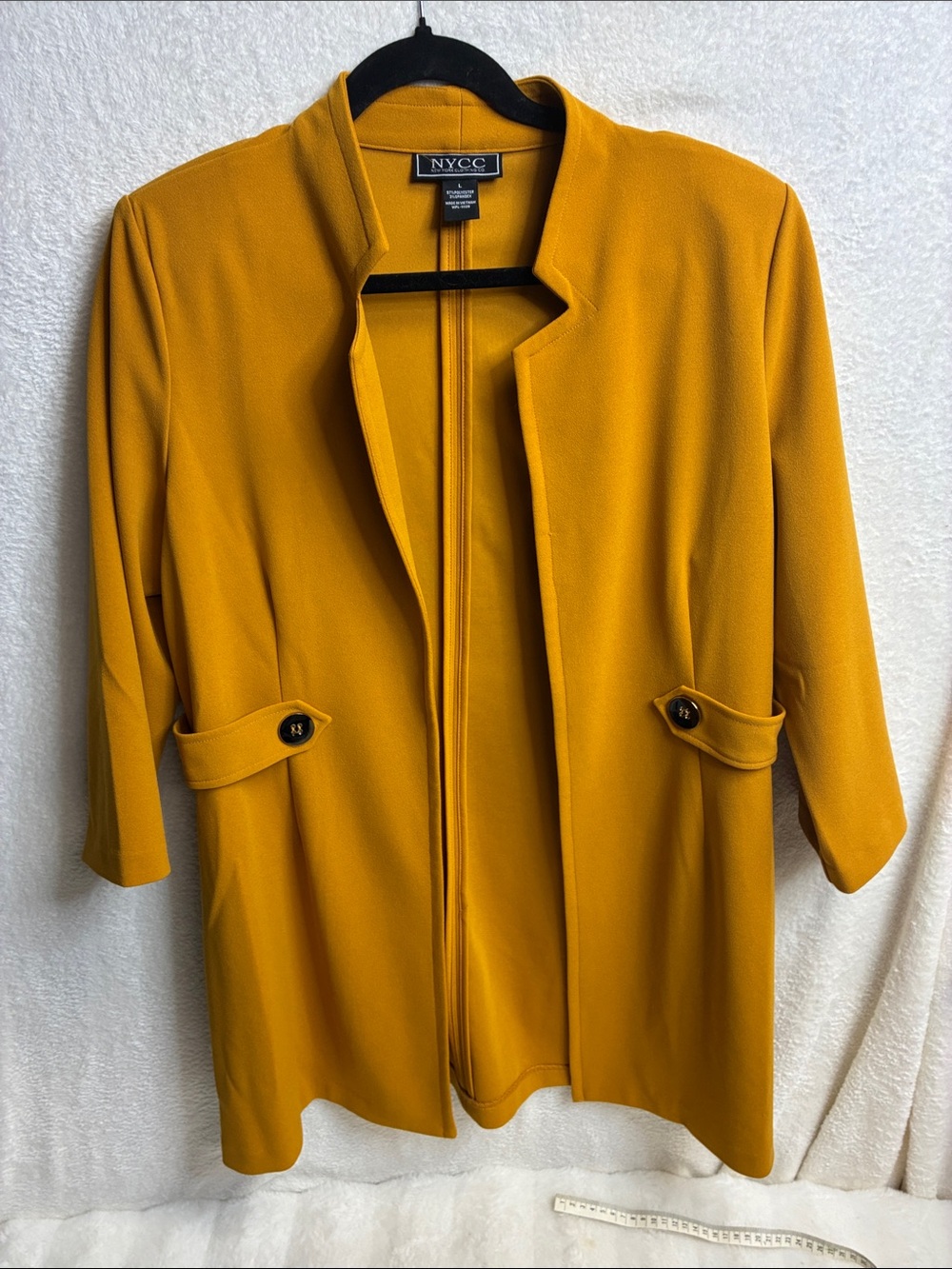 New York & Company Mustard Open-Front Blazer Jacket
